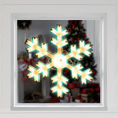 16.75" Lighted Snowflake Christmas Window Silhouette