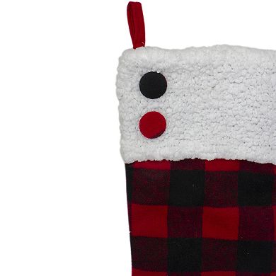23" Black and Red Rustic Buffalo Plaid Christmas Stocking