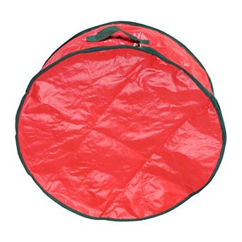 24” Red and Green Christmas Wreath Round Storage Bag