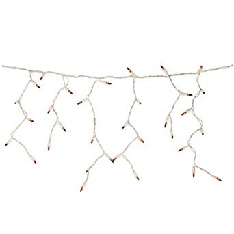 100 Count Orange Mini Icicle Christmas Lights - 3.5 ft White Wire