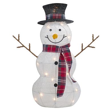 Set of 2 Lighted Tinsel Snowmen Family Christmas Yard Decorations