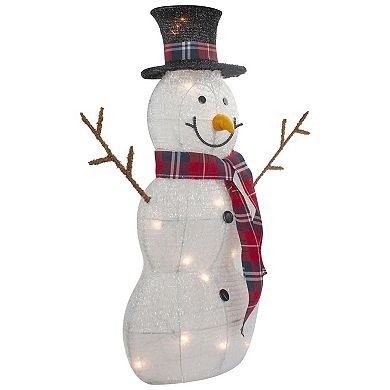 Set of 2 Lighted Tinsel Snowmen Family Christmas Yard Decorations