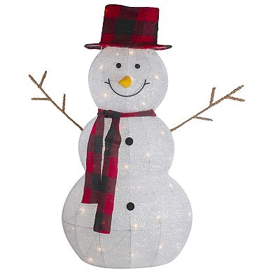 Set of 2 Lighted Tinsel Snowmen Family Christmas Yard Decorations