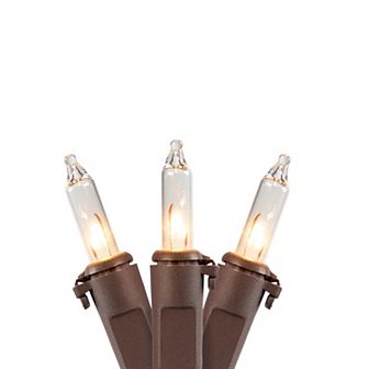 100-Count Clear Mini Christmas Light Set 20.25ft Brown Wire