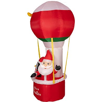 8' Lighted Inflatable Feliz Navidad Hot Air Balloon Outdoor Christmas Decoration