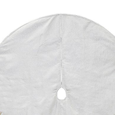 48" White with Gold Embroidered Snowflakes Christmas Tree Skirt