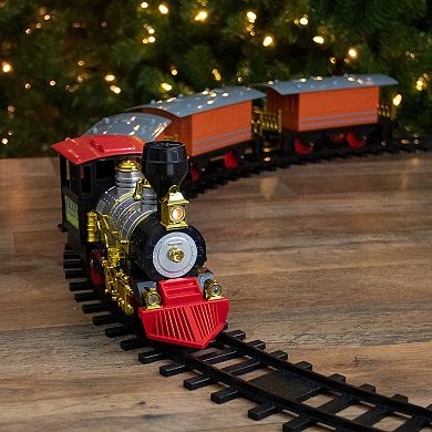 20-Piece Battery Operated Red and Orange Animated Classic Christmas Train Set with Sound