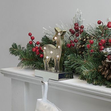 Gold LED Lighted Snowflake Christmas Stocking Holder 7.5"