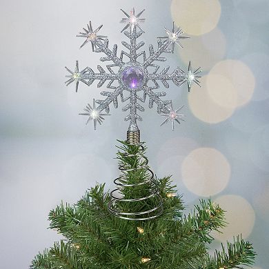 11" LED Lighted Coloring Changing Twinkling Snowflake Christmas Tree Topper