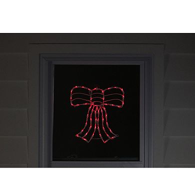 14" Lighted Red Bow Window Silhouette Christmas Decoration