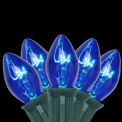 25-Count Blue C7 Christmas Light Set 24ft Green Wire