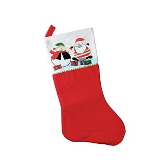 19" Traditional Red and White Cuff Christmas Stocking with Santa Snowman