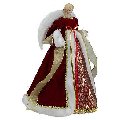 18" Red and Gold Angel in a Dress Christmas Tree Topper - Unlit