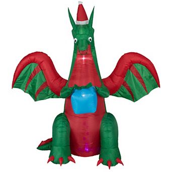 6' Inflatable LED Lighted Dragon with Gift Outdoor Christmas Decoration