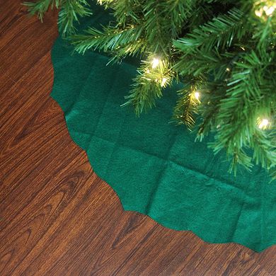48" Christmas Traditions Cardinal Green Scalloped Edge Christmas Tree Skirt