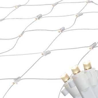 4' x 6' Warm White LED Wide Angle Net Style Christmas Lights White Wire