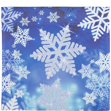Merry Christmas and Snowflakes Blue and White Garden Flag 28" x 40"