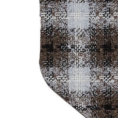 18" Brown and White Buffalo Plaid Christmas Stocking