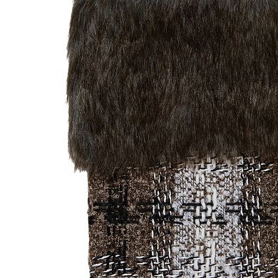 18" Brown and White Buffalo Plaid Christmas Stocking