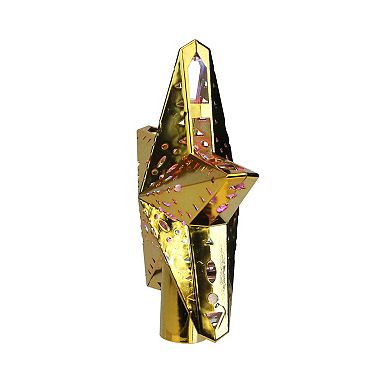 11.5" Lighted Gold Kaleidoscope Christmas Tree Topper - Multicolor LED Lights
