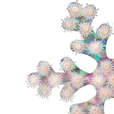 12" Lighted Holographic Snowflake Christmas Window Decoration