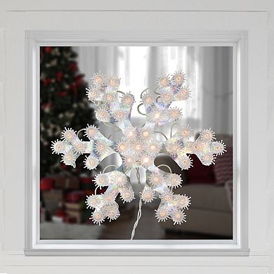 12" Lighted Holographic Snowflake Christmas Window Decoration