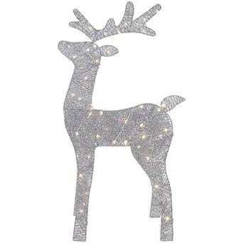 39.5" LED Lighted Silver Glitter Reindeer Outdoor Christmas Decoration