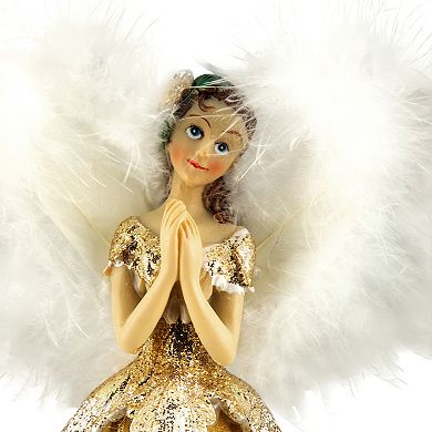 10" Gold and White Angel Christmas Tree Topper Unlit