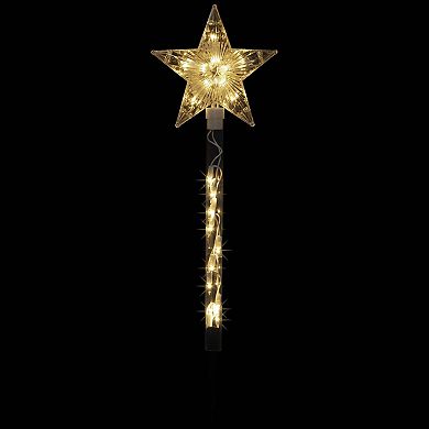 4ct Lighted Star Christmas Pathway Marker with Lawn Stakes White Wire - Clear Lights