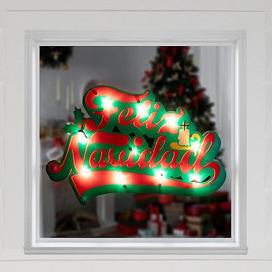 18" Lighted 'Feliz Navidad' Christmas Window Silhouette
