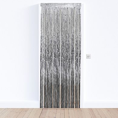 Silver Tinsel Doorway Curtain 240cm x 94cm Party Decoration main image 0