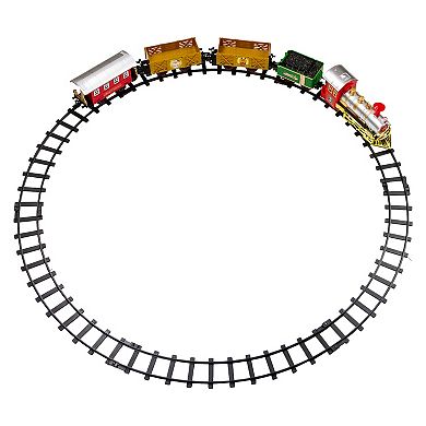 16-Piece Battery Operated Lighted and Animated Christmas Express Train Set with Sound