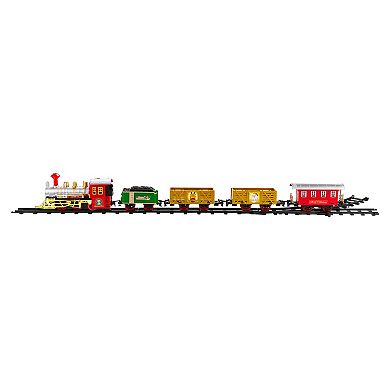16-Piece Battery Operated Lighted and Animated Christmas Express Train Set with Sound