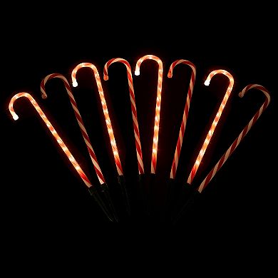 8ct Lighted Textured Candy Cane Christmas Pathway Marker Lawn Stakes