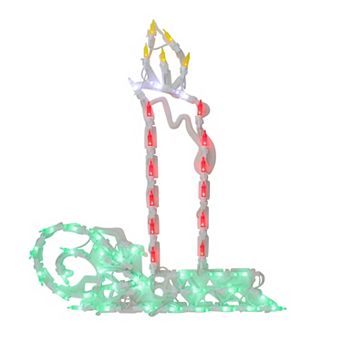 17.5" Red and Green LED Lighted Candle Christmas Window Silhouette Decor