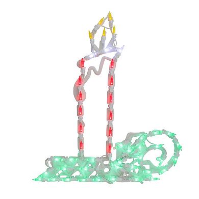 17.5" Red and Green LED Lighted Candle Christmas Window Silhouette Decor