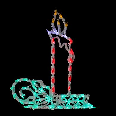 17.5" Red and Green LED Lighted Candle Christmas Window Silhouette Decor