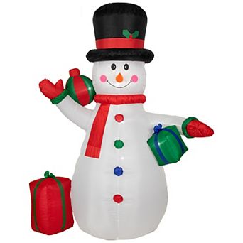 8ft Lighted Inflatable Snowman with Gifts Outdoor Christmas Decoration