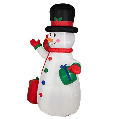 8ft Lighted Inflatable Snowman with Gifts Outdoor Christmas Decoration