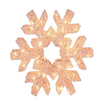 24" Orange and White LED Lighted Snowflake Christmas Decoration