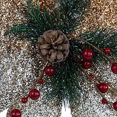 22" LED Lighted Champagne Gold Gradient Mesh Bow Christmas Decoration