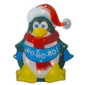 17.5" Lighted Penguin Christmas Window Silhouette