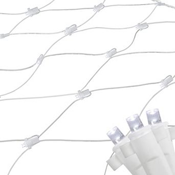4' x 6' Pure White LED Wide Angle Net Style Christmas Lights White Wire