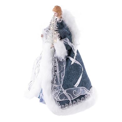 14" Blue Angel with Lighted Tree Christmas Tree Topper