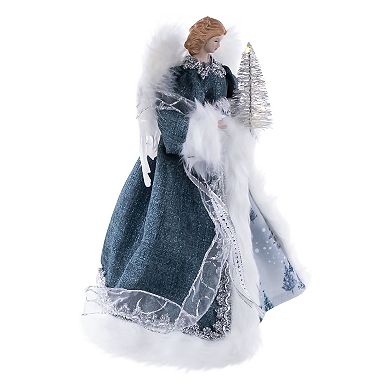 14" Blue Angel with Lighted Tree Christmas Tree Topper