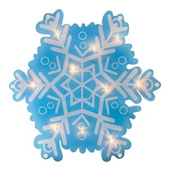 11.75" Lighted Blue and White Snowflake Christmas Window Silhouette