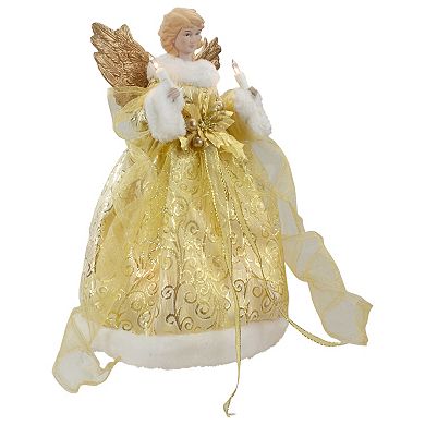 12" Lighted Gold Angel with Wings Christmas Tree Topper - Clear Lights