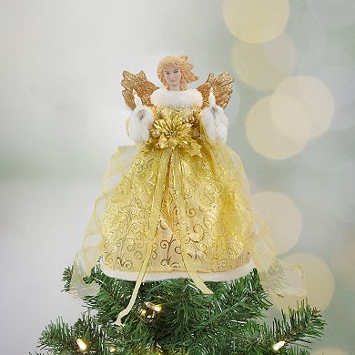 12" Lighted Gold Angel with Wings Christmas Tree Topper - Clear Lights