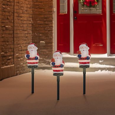 Set of 4 Lighted Santa Claus Christmas Pathway Markers 16"