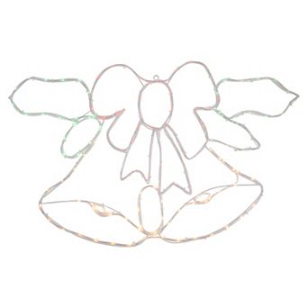 34" Lighted Christmas Bell and Bow Window Silhouette Decoration